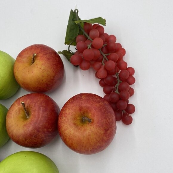 Vintage Lot of 12 Plastic Fruit Grapes Apple Pears Lemon Lime Faux Crafts - Picture 2 of 4